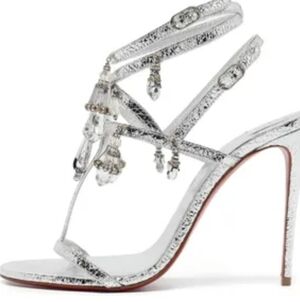Christian Louboutin Silver Crystal Embellished Heels